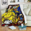 BEAUTY AND THE BEAST STAINED GLASS GRAPHIC STYLE FLEECE BLANKET GIFT FOR FAN