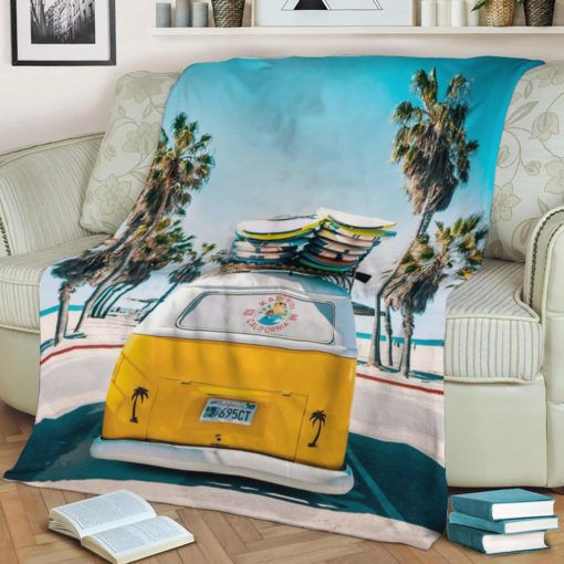 VAN LIFE IN YELLOW FLEECE BLANKET GIFT FOR FAN VAN LIFE IN YELLOW FLEECE BLANKET GIFT FOR FAN