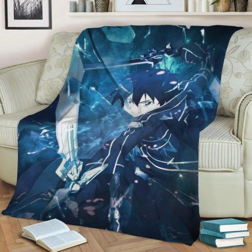 SWORD ART ONLINE KIRITO ANIME JAPAN BEST SELLER FLEECE BLANKET GIFT FOR FAN SWORD ART ONLINE KIRITO ANIME JAPAN BEST SELLER FLEECE BLANKET GIFT FOR FAN