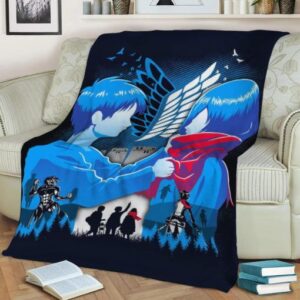 EREN MIKASA BOND ANIME BEST SELLER FLEECE BLANKET GIFT FOR FAN