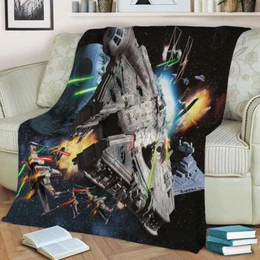 MILLENNIUM FALCON STAR WARS FLEECE BLANKET GIFT FOR FAN MILLENNIUM FALCON STAR WARS FLEECE BLANKET GIFT FOR FAN