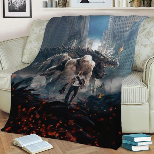 RAMPAGE MOVIE POSTER FLEECE BLANKET GIFT FOR FAN RAMPAGE MOVIE POSTER FLEECE BLANKET GIFT FOR FAN