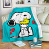 TURQUOISE SNOOPY HUG WOODSTOCK FLEECE BLANKET