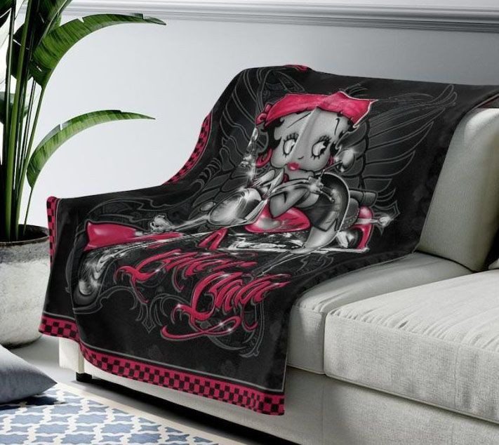BETTY BOOP BIKER BABE SEXY LADY BEST SELLER FLEECE BLANKET GIFT FOR FAN BETTY BOOP BIKER BABE SEXY LADY BEST SELLER FLEECE BLANKET GIFT FOR FAN