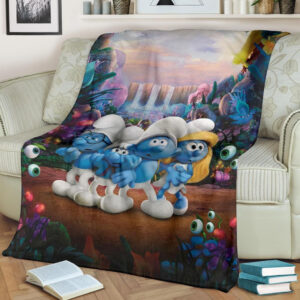 SMURF FAMILY FLEECE BLANKET GIFT FOR FAN