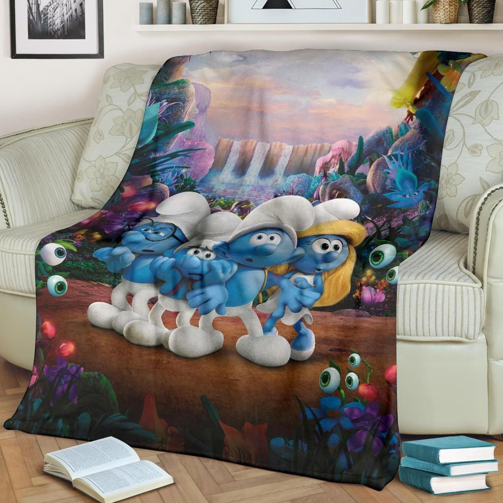 SMURF FAMILY FLEECE BLANKET GIFT FOR FAN SMURF FAMILY FLEECE BLANKET GIFT FOR FAN