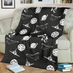 BLACK AND WHITE SPACE ASTRONAUTS BEST SELLER FLEECE BLANKET GIFT FOR FAN