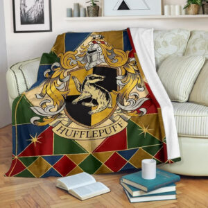 HOUSE HUFFLEPUFF BADGE HARRY POTTER FLEECE BLANKET GIFT FOR FAN