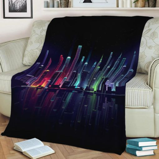 GLOWING NEW YORK NEON FLEECE BLANKET GIFT FOR FAN GLOWING NEW YORK NEON FLEECE BLANKET GIFT FOR FAN