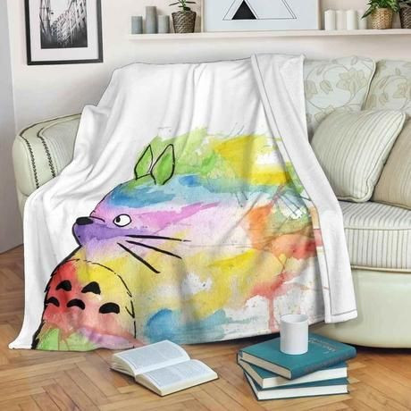 RAINBOW TOTORO FLEECE BLANKET GIFT FOR FAN RAINBOW TOTORO FLEECE BLANKET GIFT FOR FAN