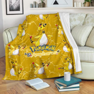 LET’S GO AMPHAROS POKEMON FLEECE BLANKET GIFT FOR FAN