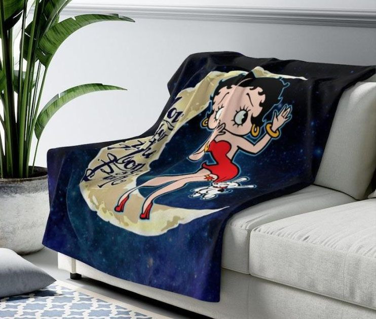 BETTY BOOP I LOVE YOU TO THE MOON AND BACK BEST SELLER FLEECE BLANKET GIFT FOR FAN BETTY BOOP I LOVE YOU TO THE MOON AND BACK BEST SELLER FLEECE BLANKET GIFT FOR FAN