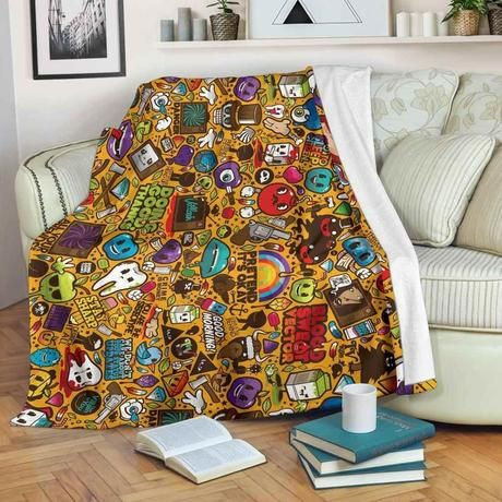 STICKER BOMB FLEECE BLANKET GIFT FOR FAN STICKER BOMB FLEECE BLANKET GIFT FOR FAN