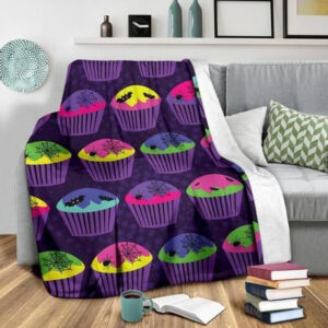 COLORFUL CUPCAKE HAPPY HALLOWEEN BESTSELLER FLEECE BLANKET GIFT FOR FAN
