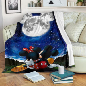 MOONLIGHT MICKEY AND MINNIE DISNEY FLEECE BLANKET GIFT FOR FAN