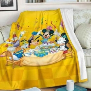 MICKEY DONALD BIRTHDAY PARTY FLEECE BLANKET GIFT FOR FAN