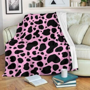 BLACK AND PINK COW BESTSELLER FLEECE BLANKET GIFT FOR FAN