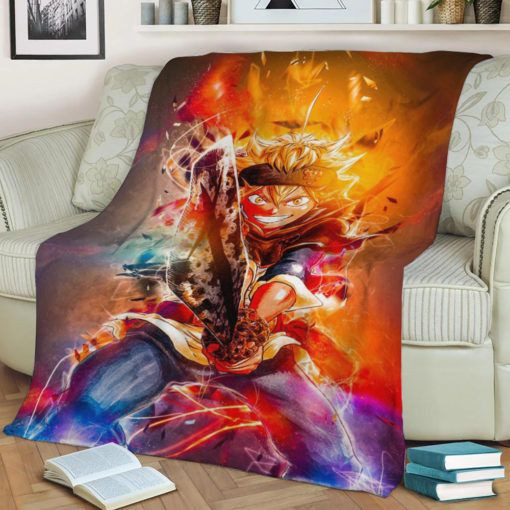 BLACK CLOVER ASTA FLEECE BLANKET GIFT FOR FAN BLACK CLOVER ASTA FLEECE BLANKET GIFT FOR FAN
