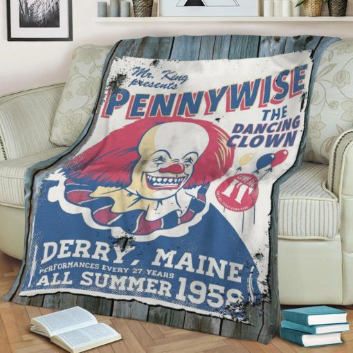 PENNYWISE CLOWN POSTER FLEECE BLANKET GIFT FOR FAN PENNYWISE CLOWN POSTER FLEECE BLANKET GIFT FOR FAN
