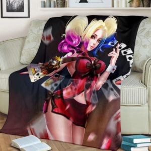 HARLEY QUINN CARD GAME SUICIDE SQUAD BEST SELLER FLEECE BLANKET GIFT FOR FAN