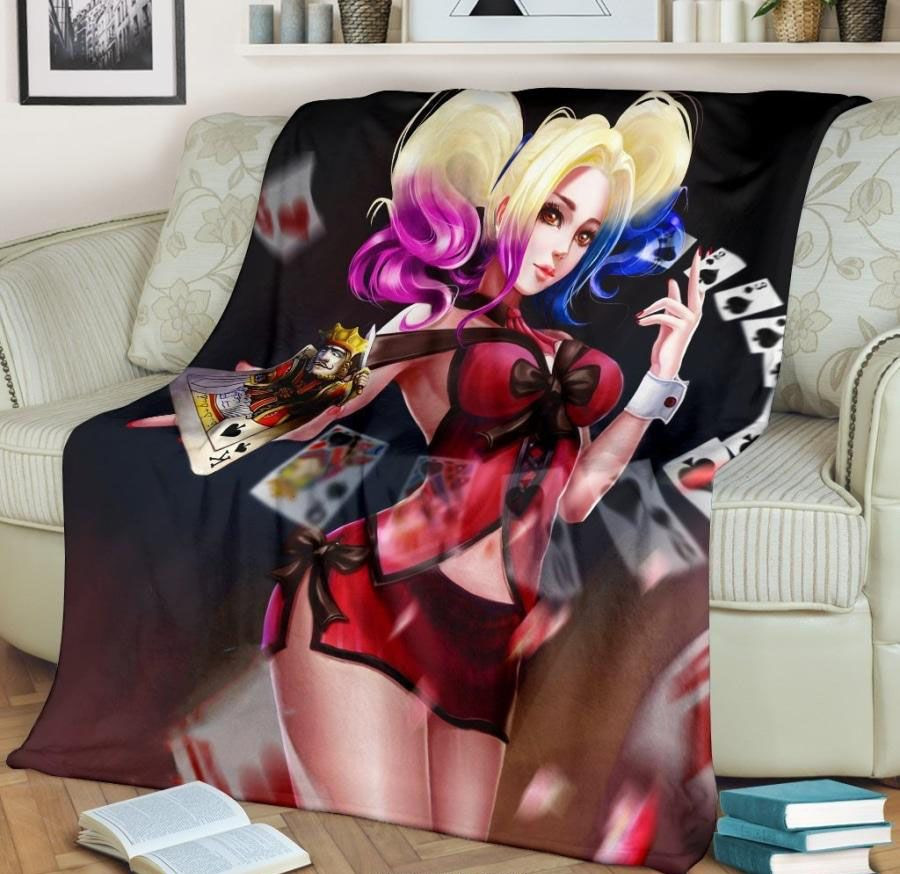 HARLEY QUINN CARD GAME SUICIDE SQUAD BEST SELLER FLEECE BLANKET GIFT FOR FAN HARLEY QUINN CARD GAME SUICIDE SQUAD BEST SELLER FLEECE BLANKET GIFT FOR FAN
