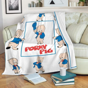 PORKY PIG LOONEY TUNES CARTOON FLEECE BLANKET GIFT FOR FAN