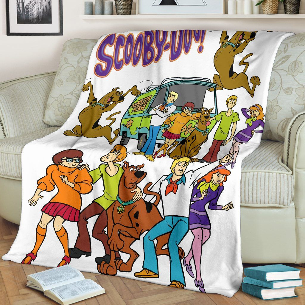 SCOOBY DOO WHITE FLEECE BLANKET GIFT FOR FAN SCOOBY DOO WHITE FLEECE BLANKET GIFT FOR FAN