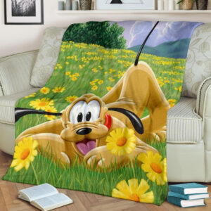 PLUTO FLOWERS DISNEY FLEECE BLANKET GIFT FOR FAN