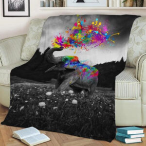 ELEPHANT COLOR SPLASH FLEECE BLANKET GIFT FOR FAN