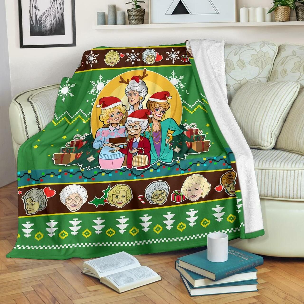GREEN GOLDEN GIRLS CHRISTMAS FLEECE BLANKET GIFT FOR FAN GREEN GOLDEN GIRLS CHRISTMAS FLEECE BLANKET GIFT FOR FAN