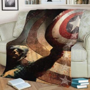 RETRO CAPTAIN AMERICA FLEECE BLANKET GIFT FOR FAN