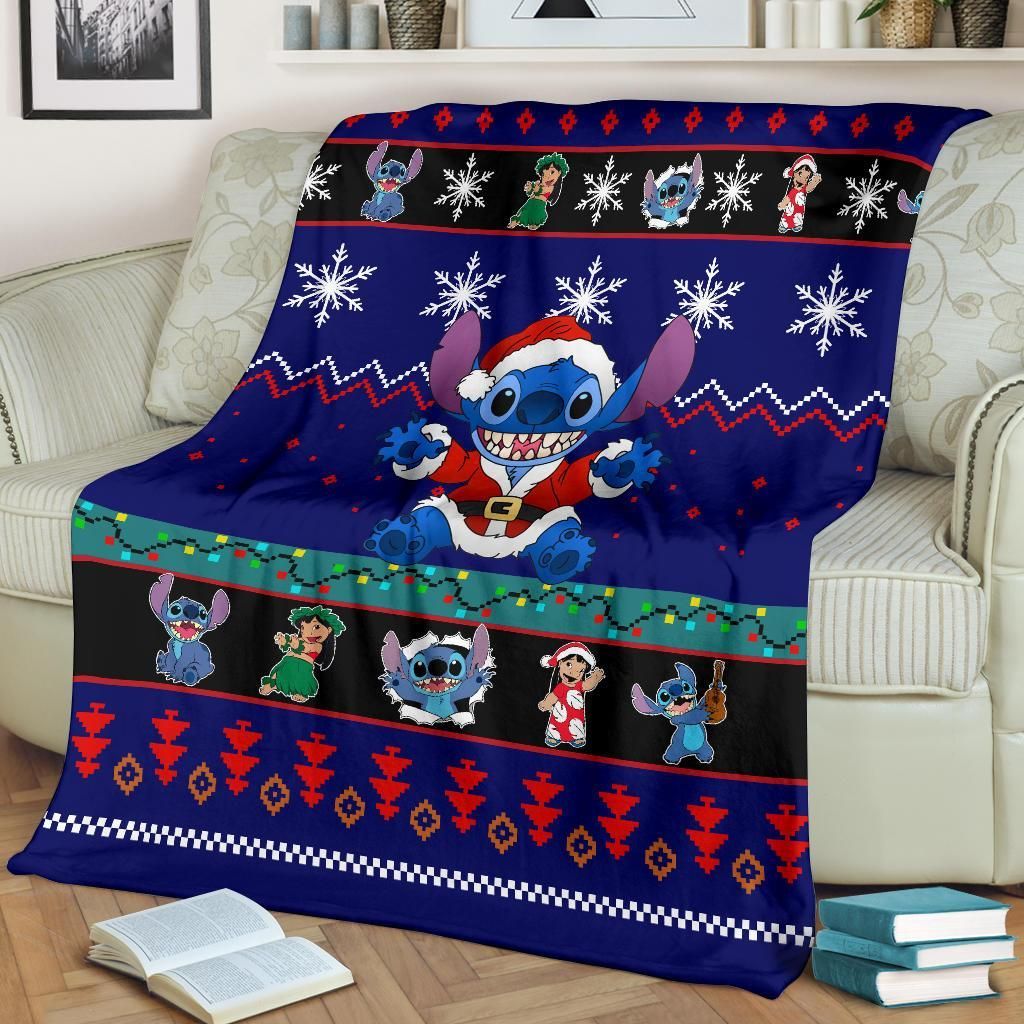 LILO & STITCH CHRISTMAS FLEECE BLANKET GIFT FOR FAN LILO & STITCH CHRISTMAS FLEECE BLANKET GIFT FOR FAN