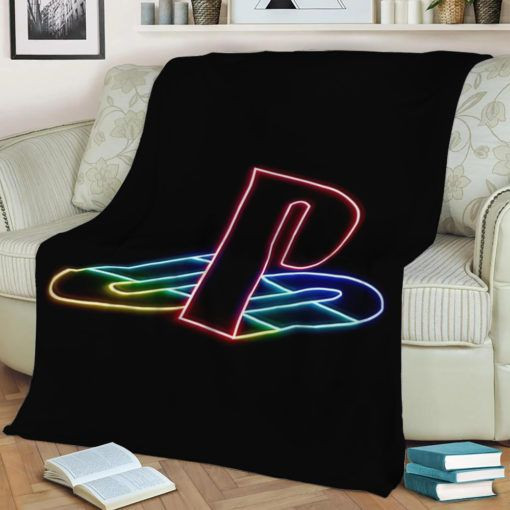 PLAYSTATION NEON FLEECE BLANKET GIFT FOR FAN PLAYSTATION NEON FLEECE BLANKET GIFT FOR FAN