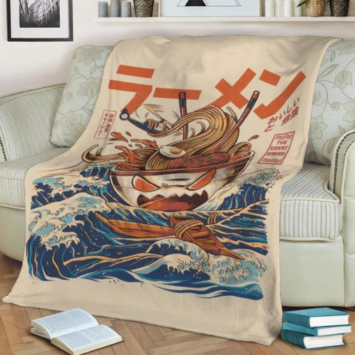 THE GREAT RAMEN OFF KANAGAWA ANIME JAPAN BEST SELLER FLEECE BLANKET GIFT FOR FAN THE GREAT RAMEN OFF KANAGAWA ANIME JAPAN BEST SELLER FLEECE BLANKET GIFT FOR FAN