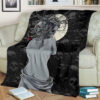 SKULL GIRL DEVIL UNDER THE MOON FLEECE BLANKET