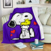 PURPLE SNOOPY AND WOODSTOCK FLEECE BLANKET