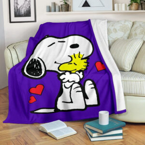 PURPLE SNOOPY AND WOODSTOCK FLEECE BLANKET