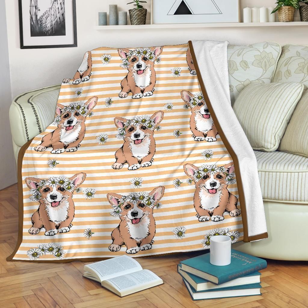 FLORAL PATTERN CORGI DOG LOVERS FLEECE BLANKET GIFT FOR FAN FLORAL PATTERN CORGI DOG LOVERS FLEECE BLANKET GIFT FOR FAN