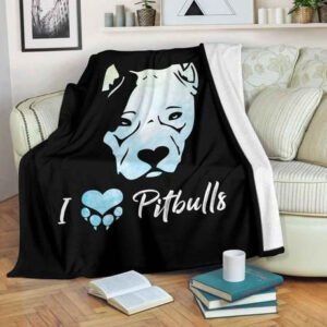 I LOVE PITBULLS FLEECE BLANKET GIFT FOR FAN