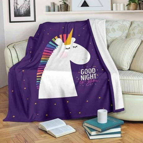 GOOD NIGHT UNICORN FLEECE BLANKET GIFT FOR FAN GOOD NIGHT UNICORN FLEECE BLANKET GIFT FOR FAN