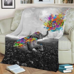 ELEPHANT PLAY WITH PAINT FLEECE BLANKET GIFT FOR FAN