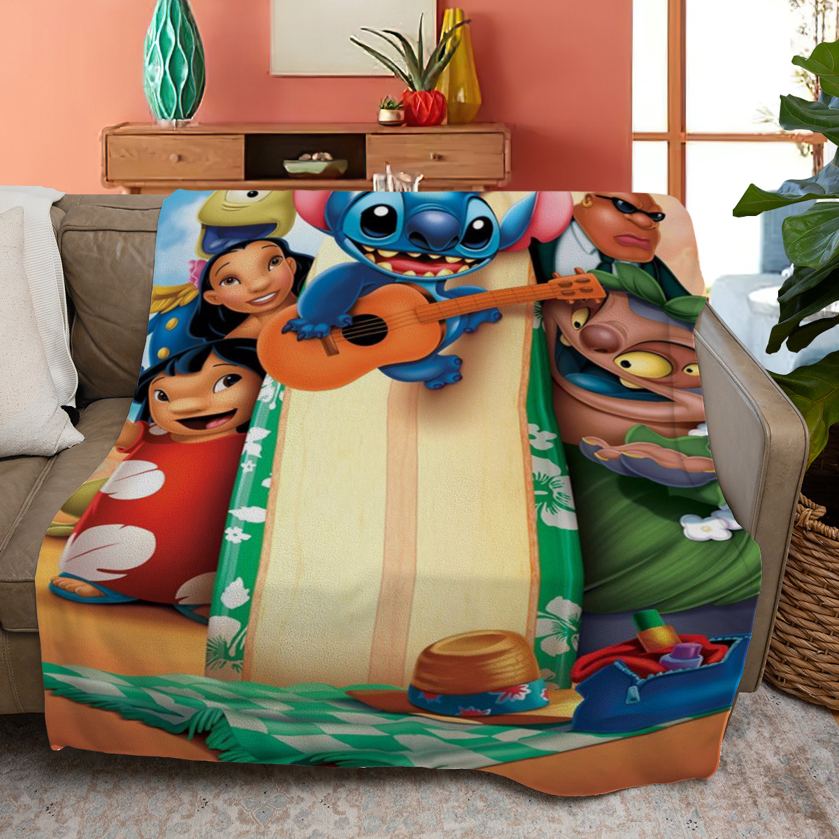 Disney Lilo And Stitch 2002 Fleece Blanket Gift For Fan Disney Lilo And Stitch 2002 Fleece Blanket Gift For Fan