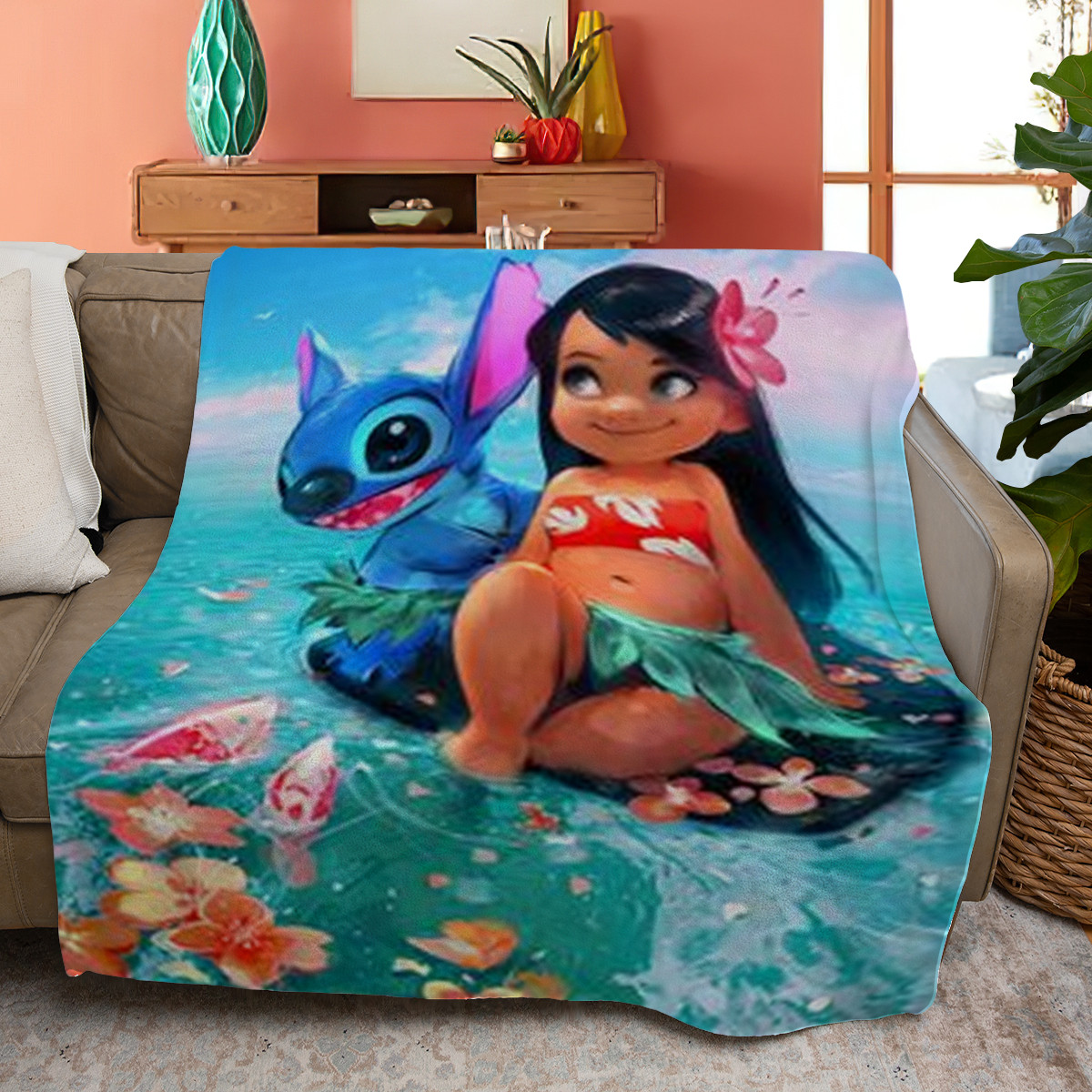 Disney Lilo And Stitch Fleece Blanket Gift For Fan Disney Lilo And Stitch Fleece Blanket Gift For Fan