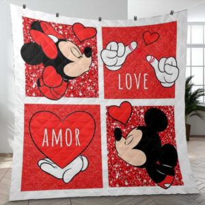 Happy Valentine’s Day Sweet Love Of Mickey Couple Cartoon Disney Gift Lover Blanket