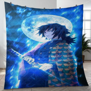 Giyu Tomioka Dark Night Neon Wiki Kimetsu No Yaiba Anime Gift Lover Blanket