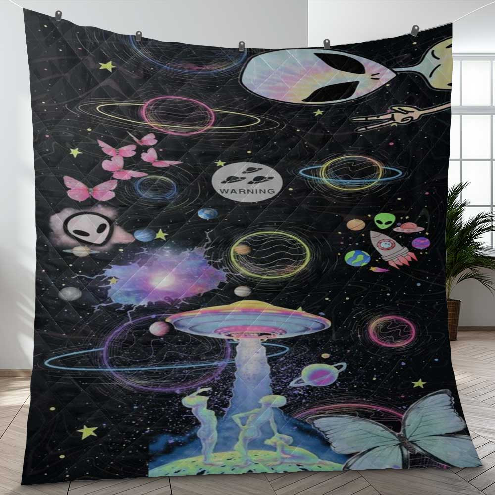 Neon Space Aliens With Planet Galaxy Ver5 Gifts Lover Gifts Lover Blanket Neon Space Aliens With Planet Galaxy Ver5 Gifts Lover Gifts Lover Blanket