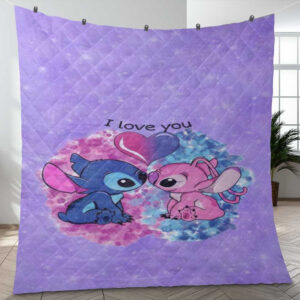 Happy Valentine’s Day Sweet Love Of Lilo And Stitch Disney Cartoon Gift Lover Blanket