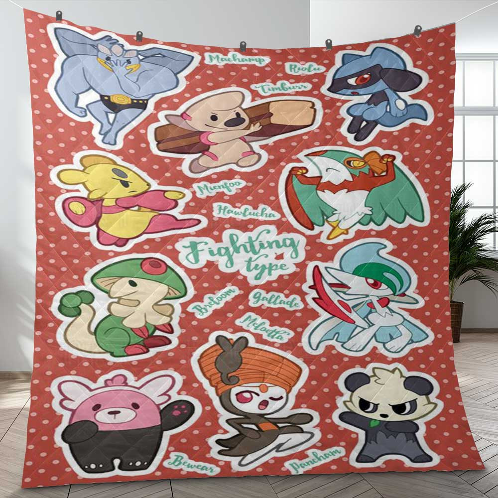 Fighting Type Pokemon Sticker 5 Gift Lover Blanket Fighting Type Pokemon Sticker 5 Gift Lover Blanket