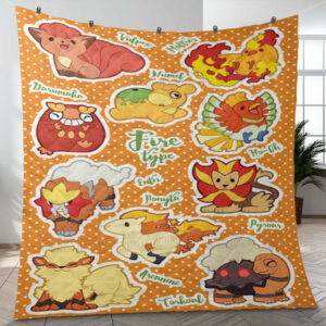 Fire Type Pokemon Sticker 22 Gift Lover Blanket