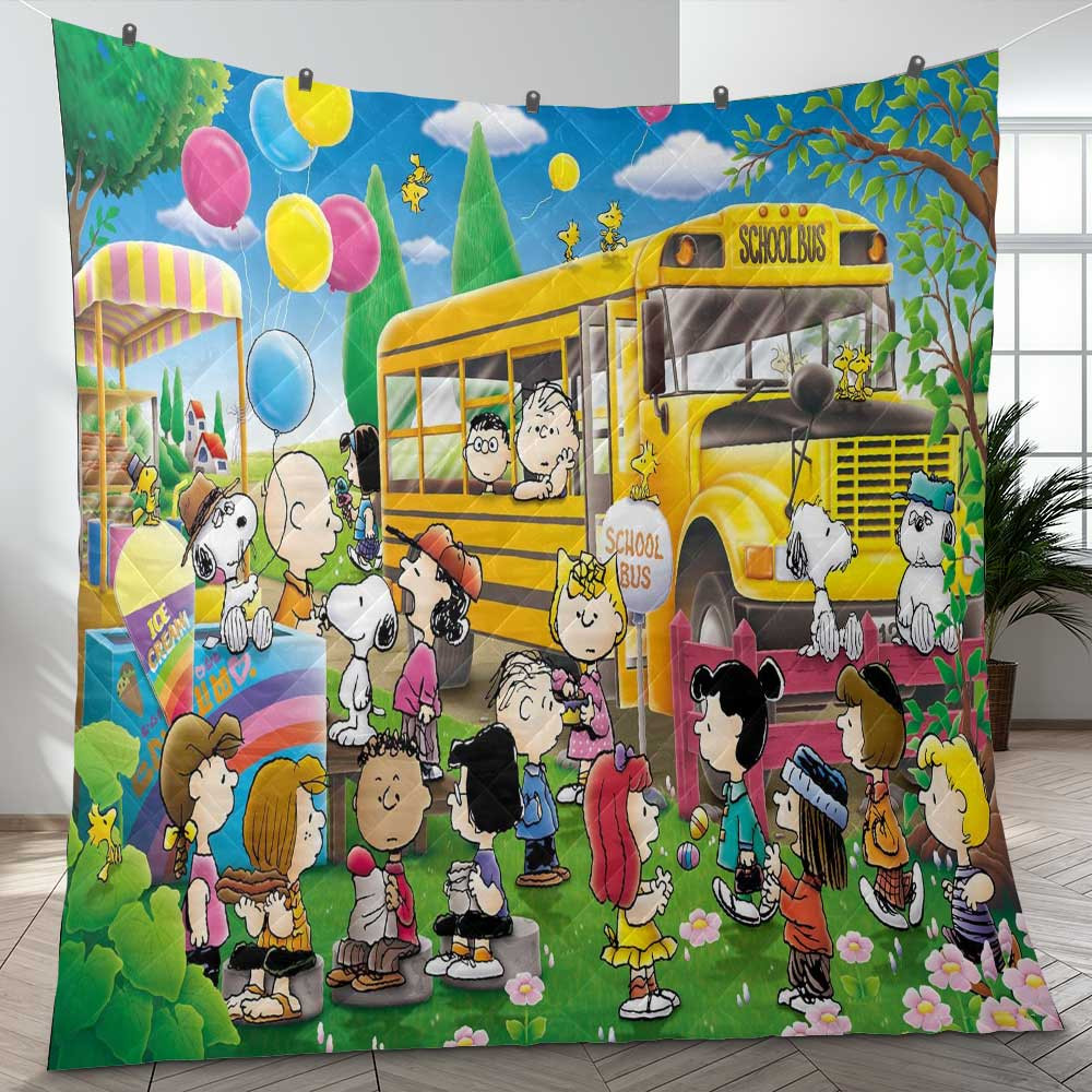 Snoopy’s Beagle School Bus The Peanuts Cartoon Gift Lover Blanket Snoopy’s Beagle School Bus The Peanuts Cartoon Gift Lover Blanket